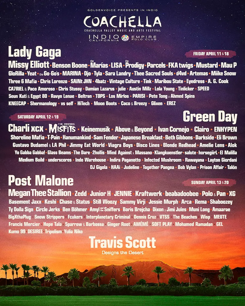 Lineup Coachella 2025 (Weekend One)