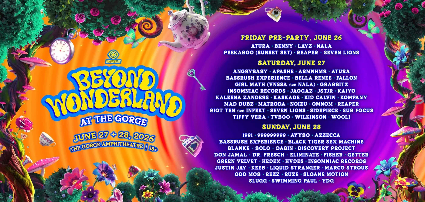 Lineup Beyond Wonderland At The Gorge 2026