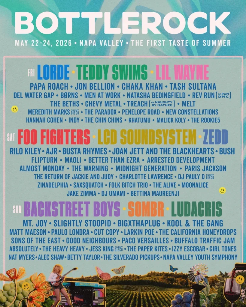 Lineup BottleRock Napa Valley 2026