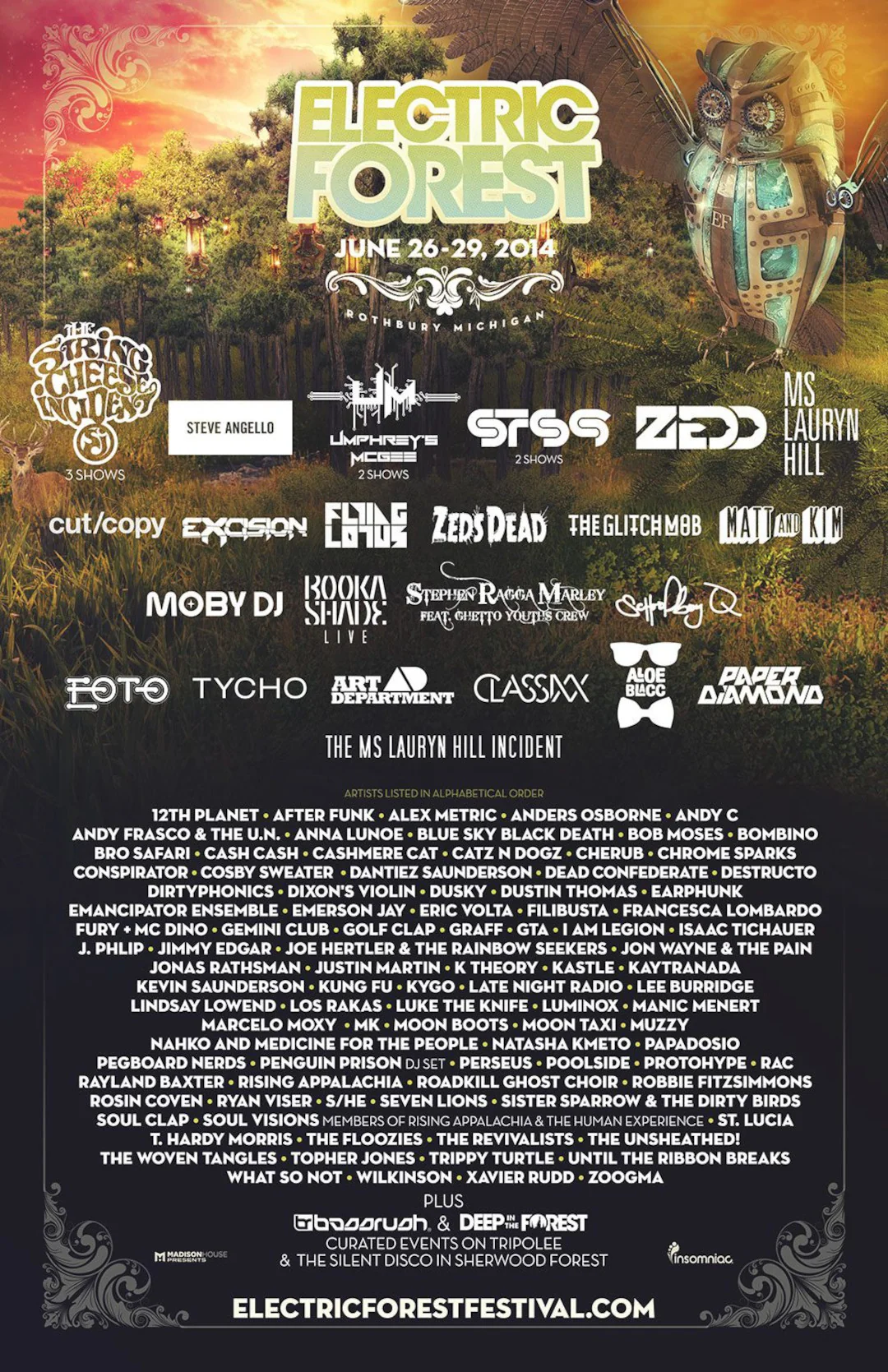 Lineup Electric Forest 2014