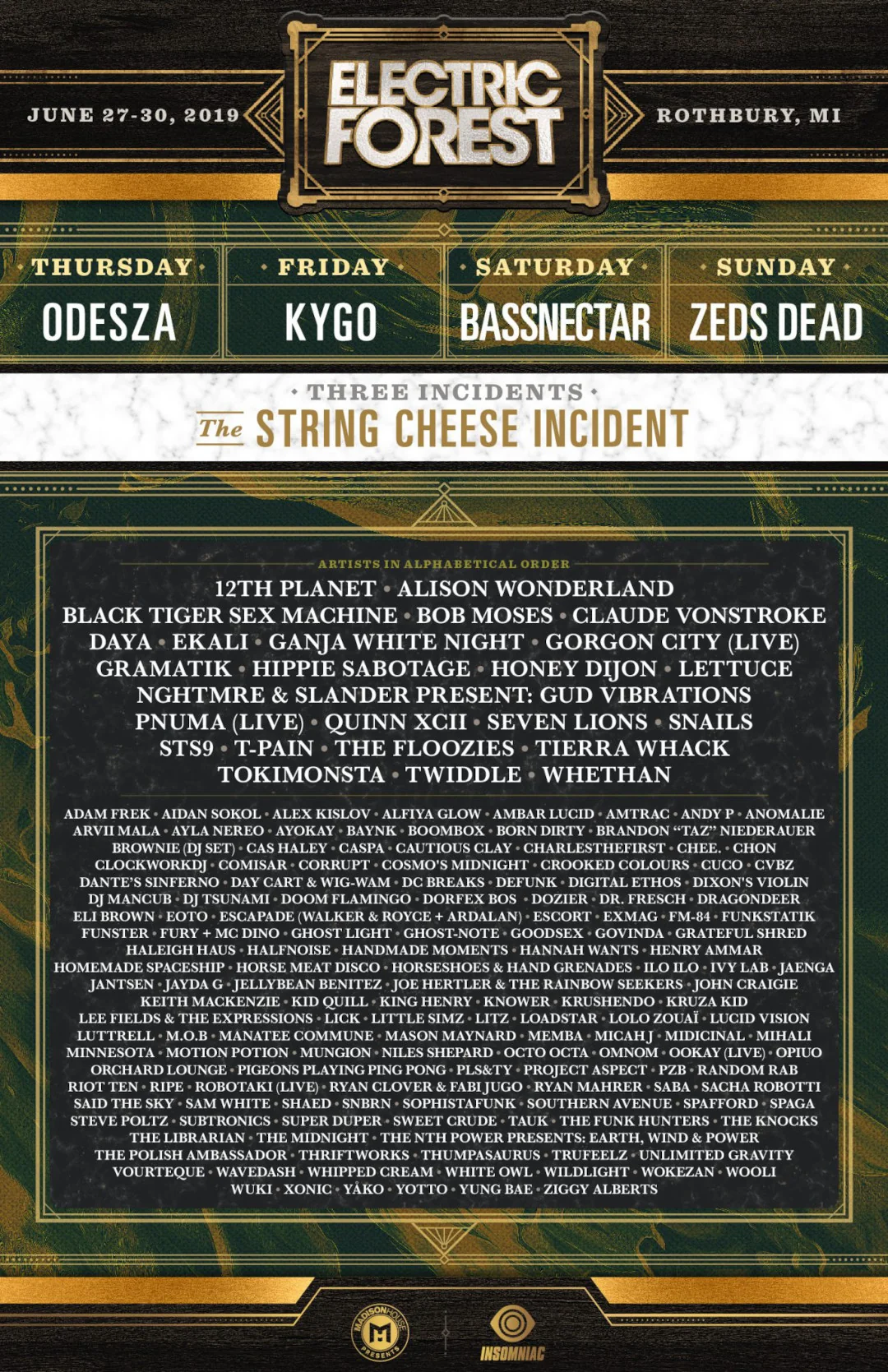 Lineup Electric Forest 2019