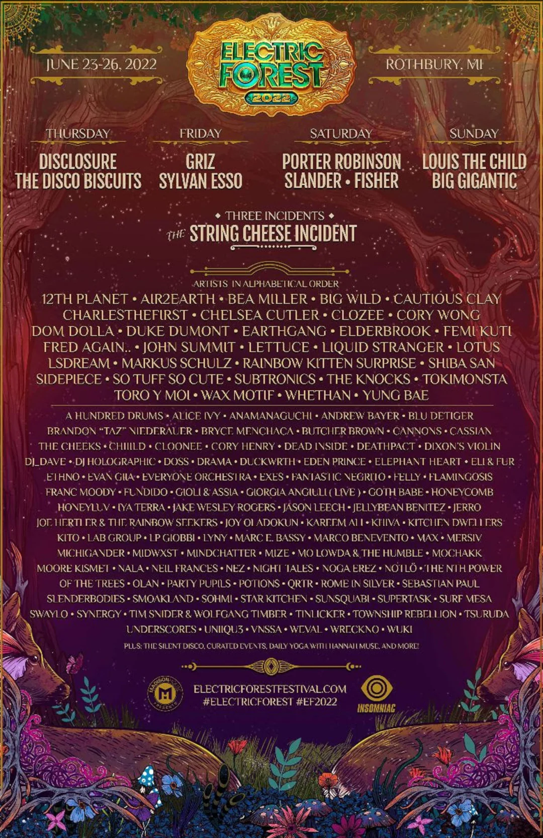 Lineup Electric Forest 2022