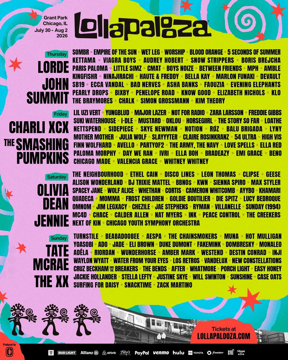 Lineup Lollapalooza 2026