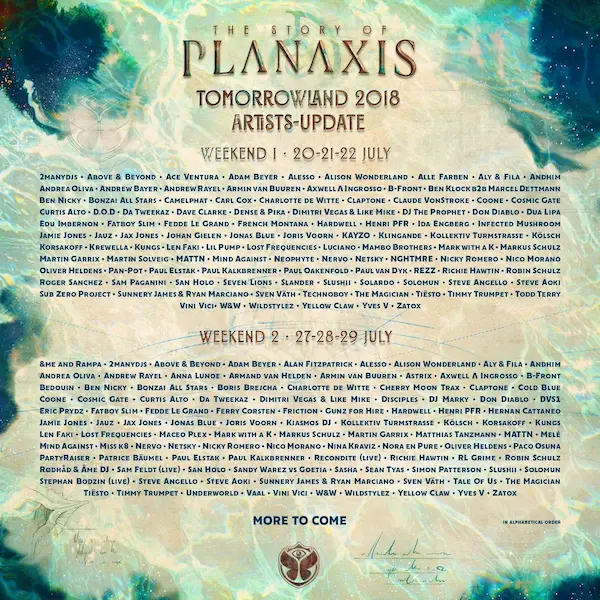 Lineup Tomorrowland 2018 (Weekend Two)