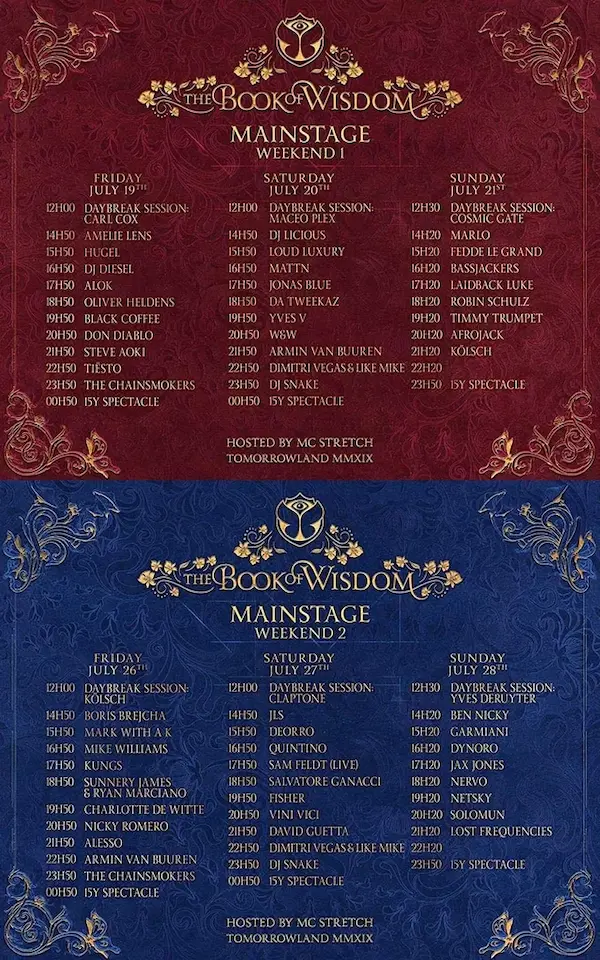 Lineup Tomorrowland 2019 (Weekend Two)
