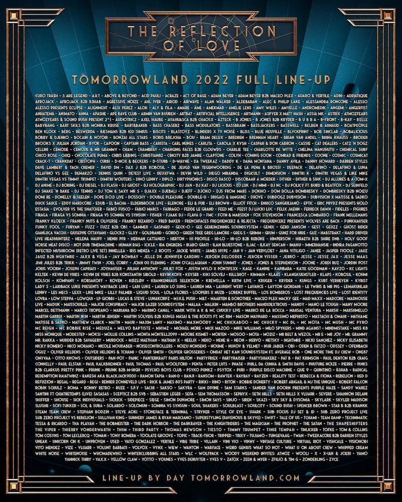 Lineup Tomorrowland 2022 (Weekend One)