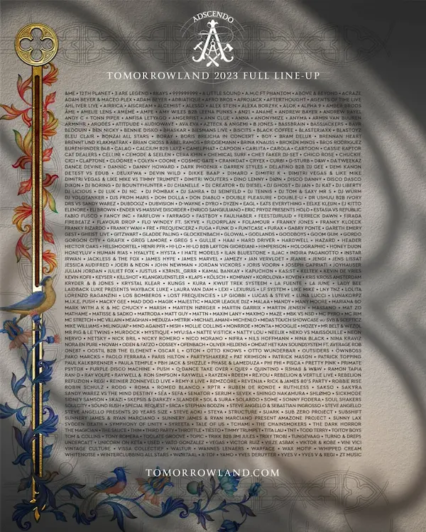 Lineup Tomorrowland 2023 (Weekend One)