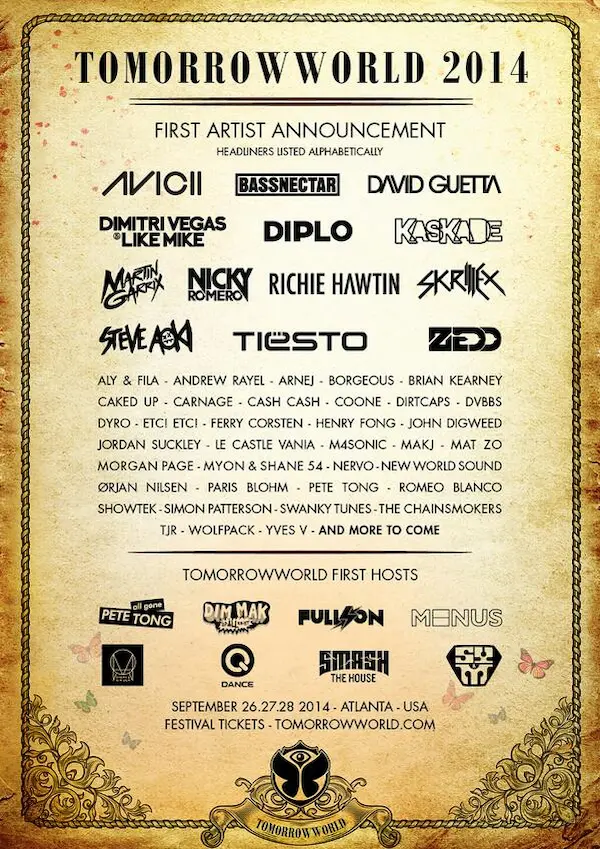 Lineup TomorrowWorld 2014